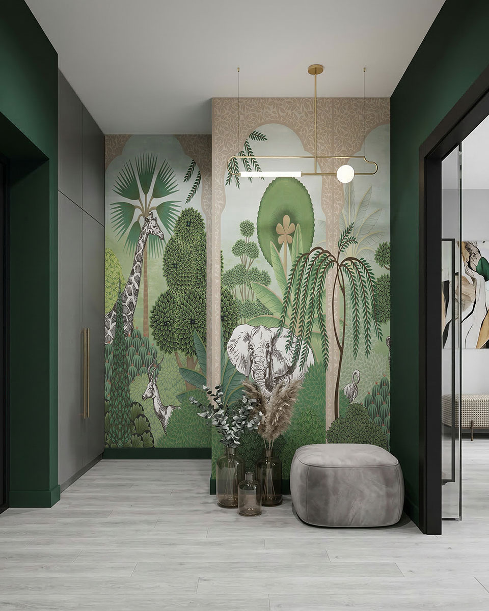 Яркие обои в прихожую