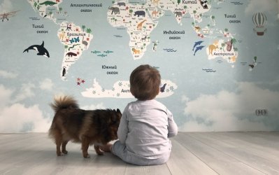 Детские обои с картой мира
