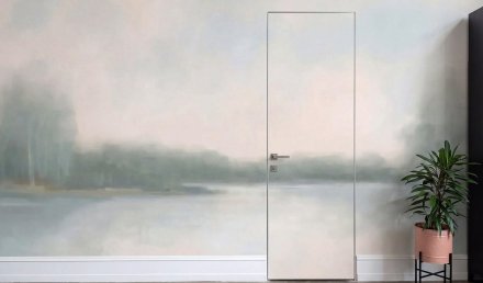 Монтаж бесшовных обоев на скрытые двери