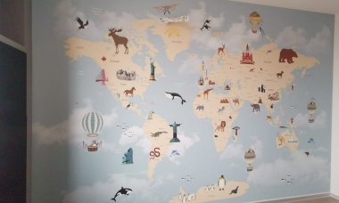 Отзыв на Детская карта мира с достопримечательностями и животными