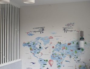 Отзыв на Акварельная карта мира с достопримечательностями и животными