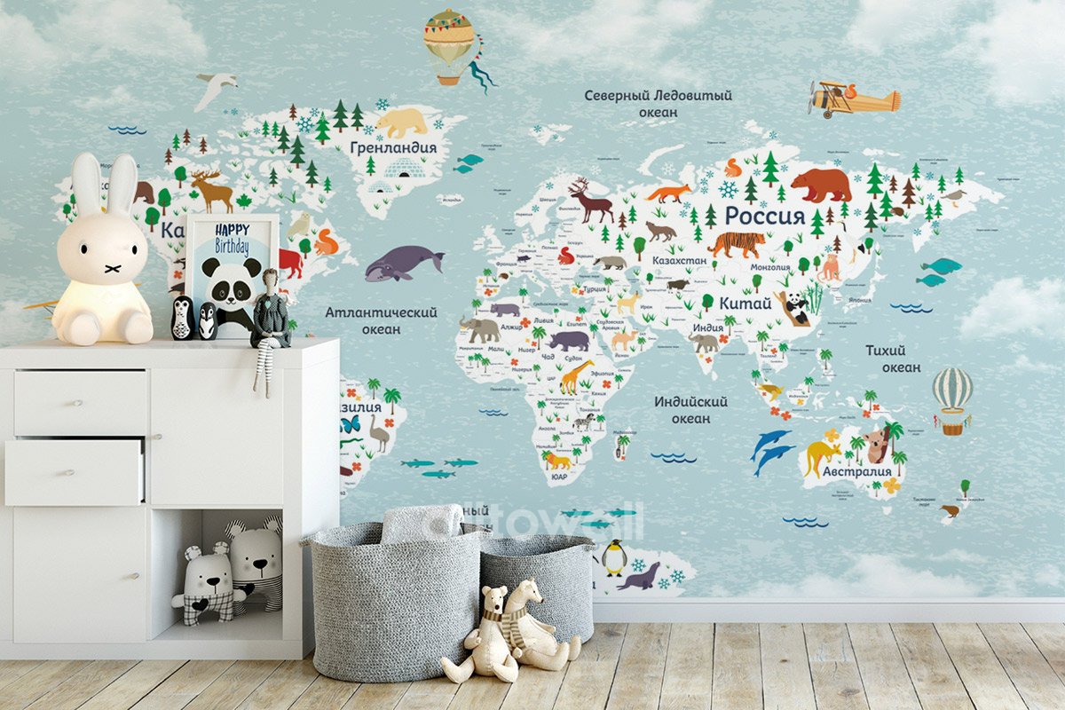 Детальная детская карта мира