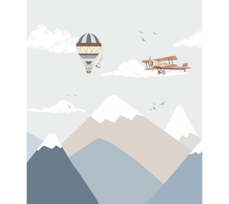 Флизелиновые обои по рулонам «Скандинавские горы и самолеты», 231x268 см